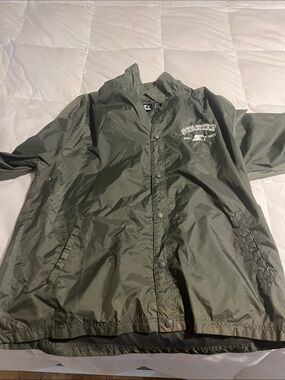 STARTER Olive Green Coach Jacket with Chest Logo